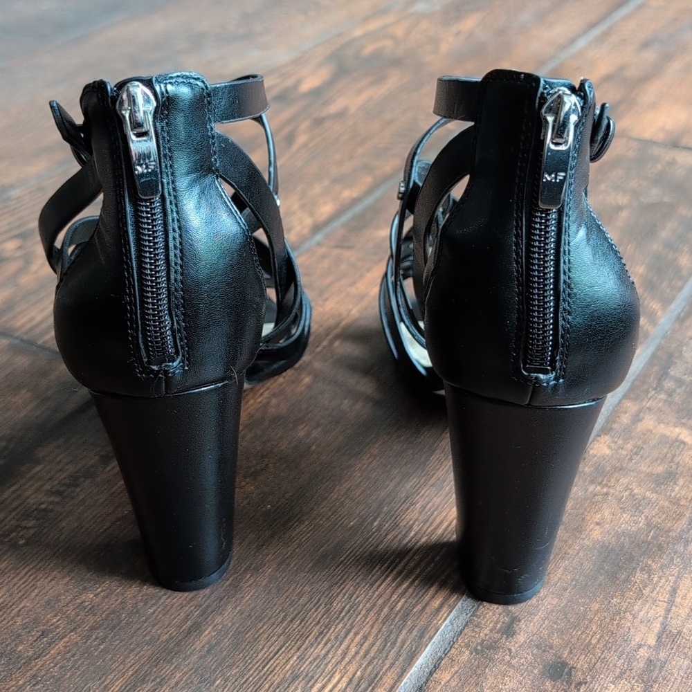 Marc Fisher Studded Black Lusa Ankle Strapy Heels - Women's 9.5 - Picture 5 of 7